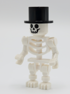 Skeleton - Standard Skull, Bent Arms Horizontal Grip, Black Top Hat