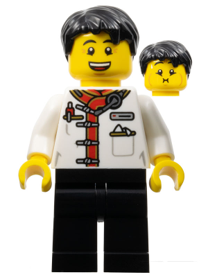 Waiter - Male, White Uniform Jacket, Black Legs, Black Hair