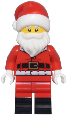 Santa - Fur Lined Jacket with 2 Dark Red Creases on Back, Red Legs with Black Boots, Santa Hat with Molded Red Top