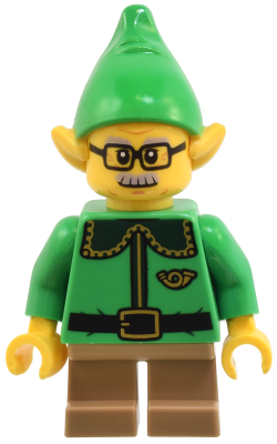 Elf - Dark Green Collar and Gold Horn, Moustache and Glasses