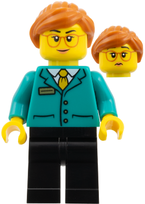 Postmaster - Dark Orange Ponytail, Glasses, Dark Turquoise Jacket, Black Legs