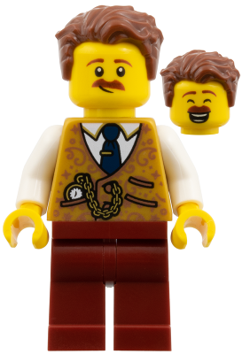 Shopkeeper - Reddish Brown Hair, Moustache, Pearl Gold Vest, Dark Red Legs