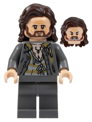 Sirius Black - Dark Brown Hair, Dark Bluish Gray Jacket over Tattered Striped Shirt, Plain Legs