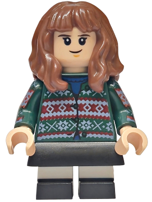 Hermione Granger - Dark Green Sweater, Printed Arms, Black Skirt, and Short Legs with White Stripes