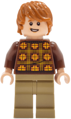 Ron Weasley - Reddish Brown Sweater with Yellow and Orange Plaid