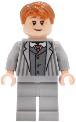 Arthur Weasley - Light Bluish Gray Suit, Wrinkles, Smile / Frown