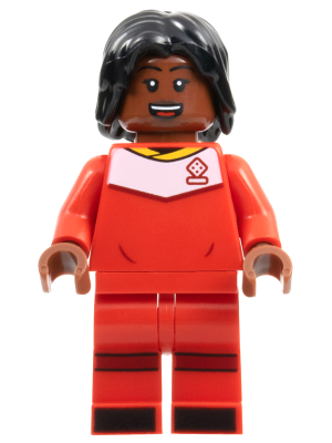 Soccer Player, Female, Red Uniform, Reddish Brown Skin, Black Hair