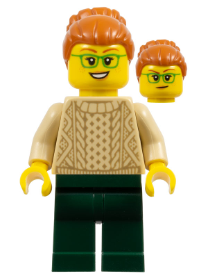 Camper - Female, Dark Orange Hair, Glasses, Tan Sweater, Dark Green Legs