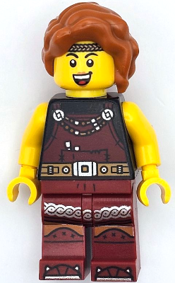 Viking Blacksmith - Female, Dark Red Overalls and Legs with Trim, Dark Orange Hair