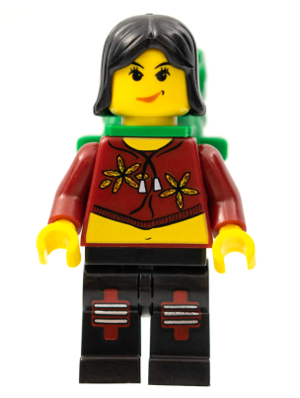 Xtreme Stunts Sky Lane, Black Female Hair, Green Backpack with Sleeping Bag