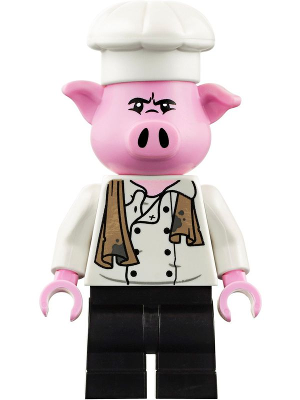 Pigsy - White Chef Jacket with Dirty Towel, Black Medium Legs