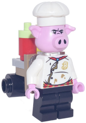 Pigsy - White Chef Jacket, Black Medium Legs, Portable Kitchen