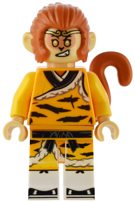 Monkey King - Bright Light Orange Robe, Black Animal Stripes, Sash