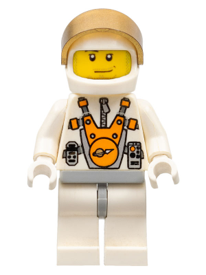 Mars Mission Astronaut with Helmet, Metallic Gold Visor, Smirk and Stubble Beard