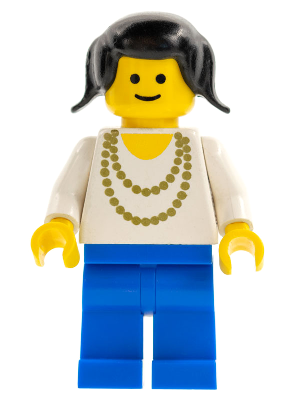 Necklace Gold - Blue Legs, Black Pigtails Hair