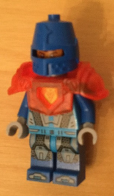 Royal Soldier / King's Guard - Blue Helmet with Eye Slit, Trans-Neon Orange Armor, Clip on Back