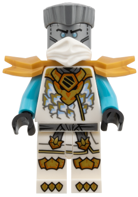 Zane - White Mask, Wide Pearl Gold Shoulder Armor