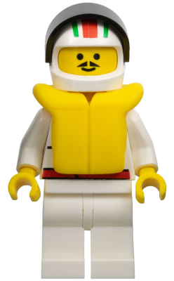 Octan - Race Team, White Legs, White Red/Green Striped Helmet, Black Visor, Life Jacket