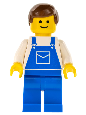 Overalls Blue with Pocket, Blue Legs, Brown Male Hair