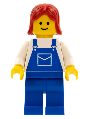 Overalls Blue with Pocket, Blue Legs, Red Female Hair