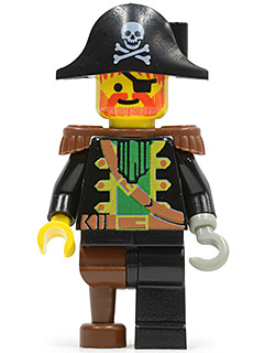 Captain Red Beard (Captain Roger) - Brown Epaulettes, Pirate Hat with Skull and Crossbones