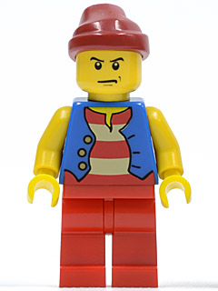 Pirate Blue Vest, Red Legs, Dark Red Bandana, Scowl