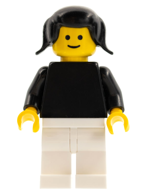 Plain Black Torso with Black Arms, White Legs, Black Pigtails Hair
