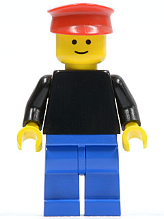 Plain Black Torso with Black Arms, Blue Legs, Red Hat