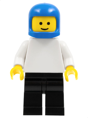 Plain White Torso with White Arms, Black Legs, Blue Classic Helmet