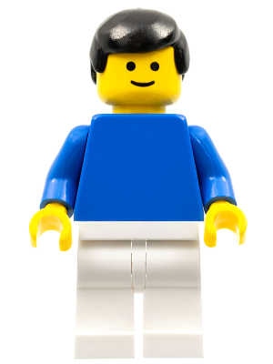 Plain Blue Torso with Blue Arms, White Legs, Black Male Hair