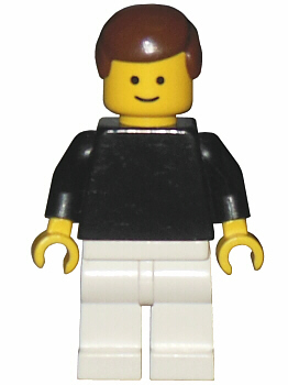 Plain Black Torso with Black Arms, White Legs, Brown Male Hair