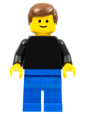 Plain Black Torso with Black Arms, Blue Legs, Brown Male Hair