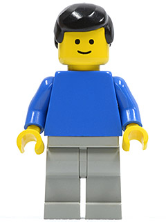 Plain Blue Torso with Blue Arms, Light Gray Legs, Black Male Hair