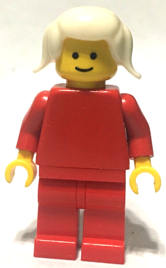 Plain Red Torso with Red Arms, Red Legs, White Pigtails Hair