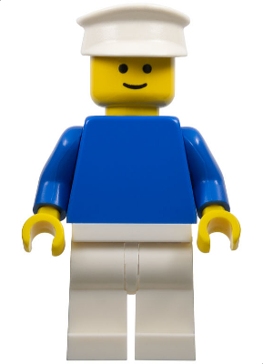Plain Blue Torso with Blue Arms, White Legs, White Hat