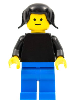 Plain Black Torso with Black Arms, Blue Legs, Black Pigtails Hair