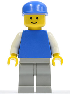 Plain Blue Torso with White Arms, Light Gray Legs, Blue Cap