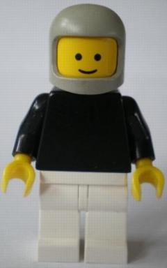 Plain Black Torso with Black Arms, White Legs, Light Gray Classic Helmet