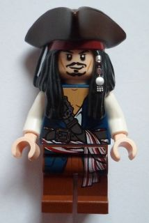 Captain Jack Sparrow - White Shirt, Dark Blue Plain Vest, Tricorne