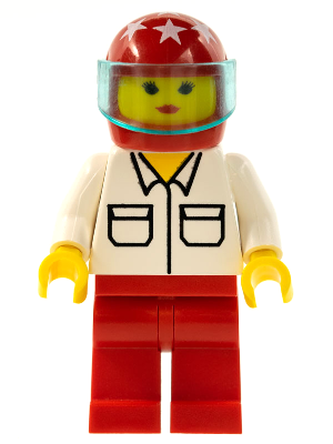 Shirt with 2 Pockets, Red Legs, Red Helmet 7 White Stars, Trans-Light Blue Visor