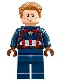 Captain America - Dark Blue Suit with Reddish Brown Belt and Harness, Reddish Brown Hands, Hair, Dark Brown Eyebrows