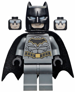 Batman - Dark Bluish Gray Suit with Gold Outline Belt and Crest, Mask and Cape (Type 3 Cowl, Spongy Cape)