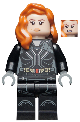Black Widow - Black Jumpsuit, Dark Orange Mid-Length Hair, Printed Legs, Dark Bluish Gray Hands