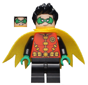 Robin - Green Mask and Hands, Black Medium Legs, Yellow Scalloped Cape