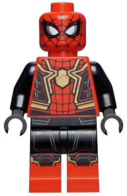 Spider-Man - Black and Red Suit, Large Gold Spider, Gold Knee Trim (Integrated Suit)