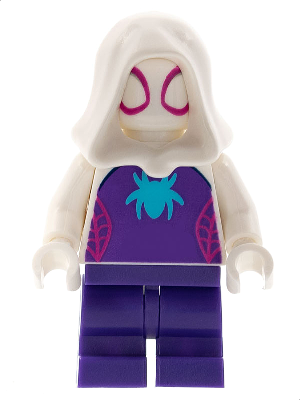 Ghost-Spider (Gwen Stacy) - Dark Purple Medium Legs, White Hood, Medium Azure Spider Logo