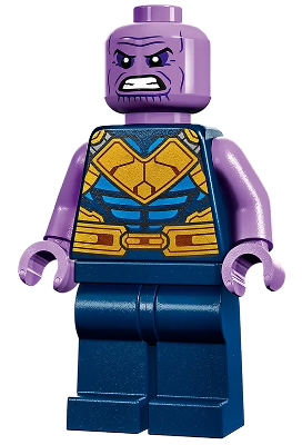 Thanos - Minifigure, Dark Blue and Gold Outfit, Medium Lavender Arms