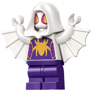 Ghost-Spider (Gwen Stacy) - Dark Purple Medium Legs, White Hood, Gold Spider Logo, Arms with Wings