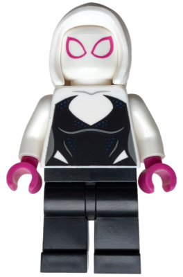 Ghost-Spider / Spider-Gwen (Gwen Stacy) - Black Legs, White Basic Smooth Hood, Magenta Hands
