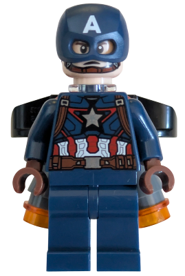 Captain America - Dark Blue Suit with Reddish Brown Belt and Harness, Reddish Brown Hands, Jet Pack